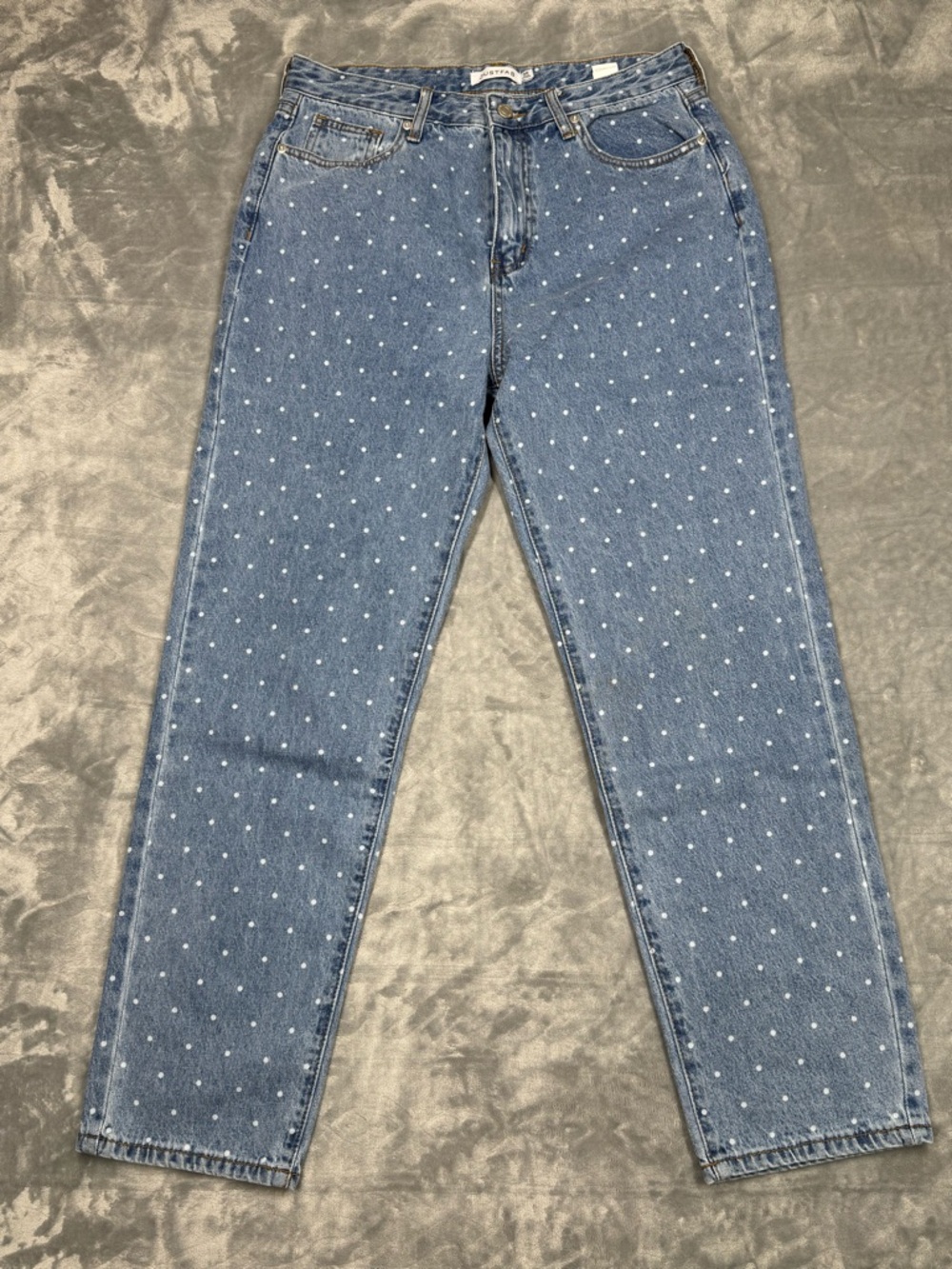 JustFab Women's Light Blue Polka Dot Skinny Jeans